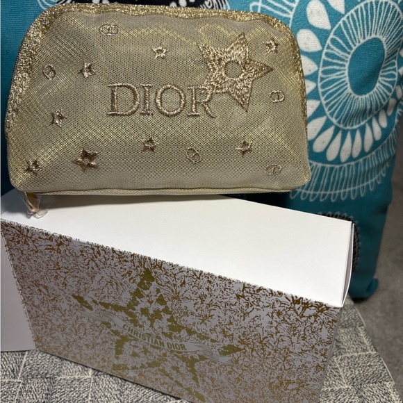 Dior Gold Cosmetic Bag with Star Embellishments - Picture 1 of 4